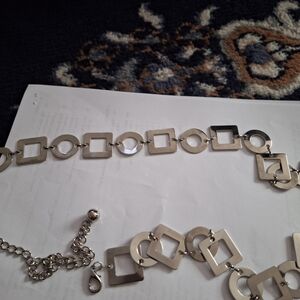 Silver Geometric Link Waist Belt
